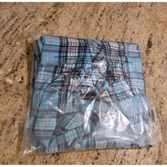 Talbots Womens Size XL Blue Plaid Button Up Shirt Metallic Thread - Picture 13 of 13
